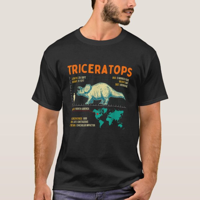 Triceratops Paleontology Archaeology Dinosaur Love T-Shirt (Front)