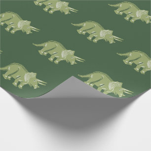 Triceratops Pattern Dark Green Wrapping Paper