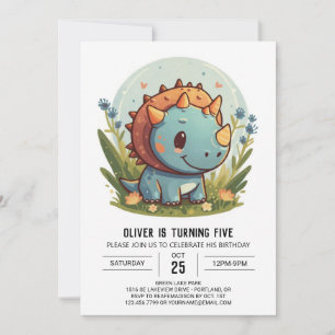 Triceratops Printable Dinosaur Boy Birthday Invitation