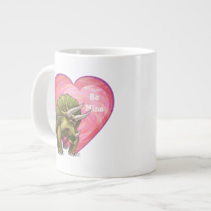 Triceratops Red Rose Heart Large Coffee Mug
