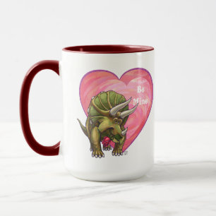 Triceratops Red Rose Heart Mug