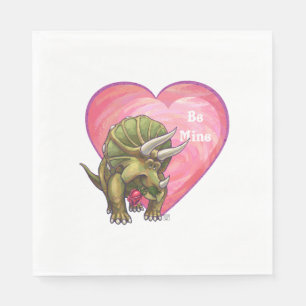 Triceratops Red Rose Heart Napkin