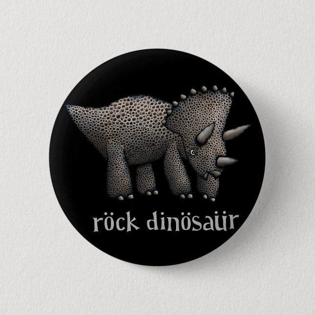 Triceratops Rock Dinosaur Badge (Front)