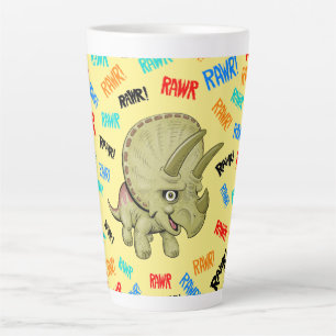 Triceratops says “Rawr!” Latte Mug