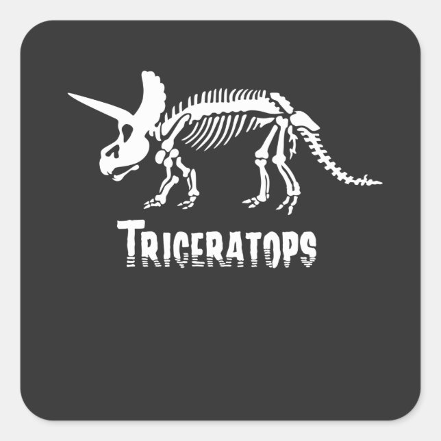 Triceratops Skeleton Dinosaur Fossil Square Sticker (Front)
