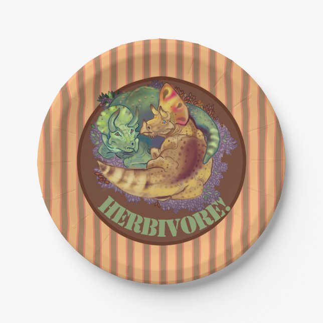Triceratops Snuggles Paper Plate (Front)