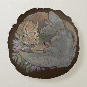 Triceratops Snuggles Round Cushion