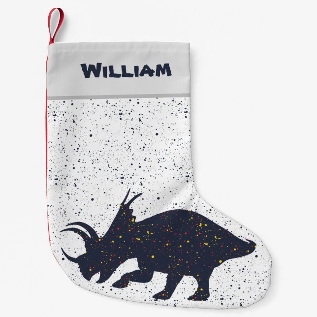 Triceratops Splatter Paint Christmas Stocking (Front)
