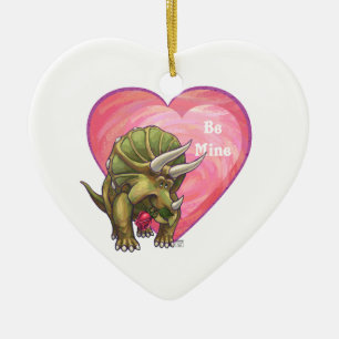 Triceratops Valentine's Day Ceramic Tree Decoration