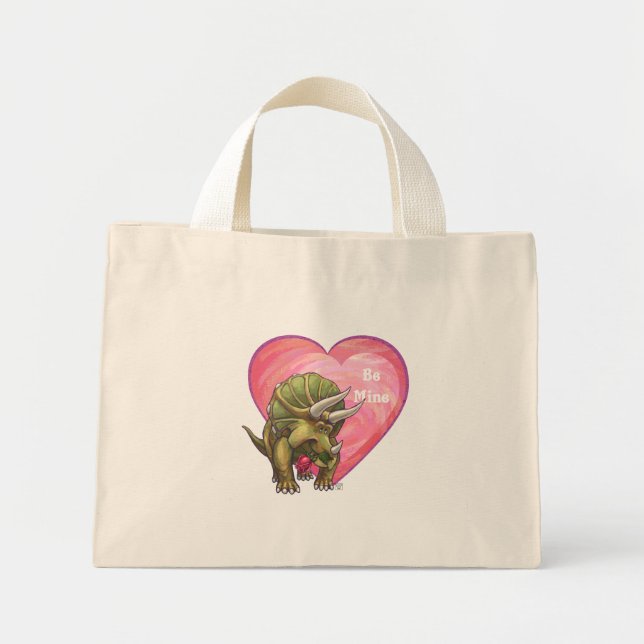 Triceratops Valentine's Day Mini Tote Bag (Front)