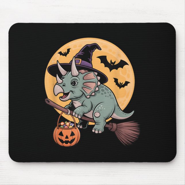 Triceratops Witch Hat Pumpkin Halloween Costume Me Mouse Mat (Front)