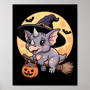 Triceratops Witch Hat Pumpkin Halloween Costume Me Poster