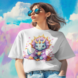 Triceratops Wrapped in a Blanket, Sipping Coffee  T-Shirt