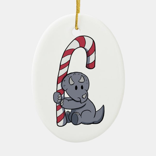 Triceratops's Candy Cane Ornament (Front)