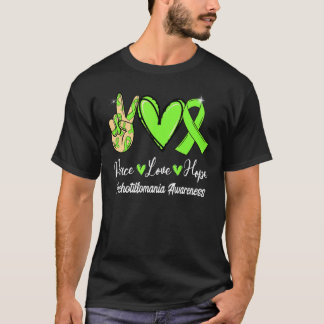 Trichotillomania Awareness Peace Love Hope Lime Gr T-Shirt