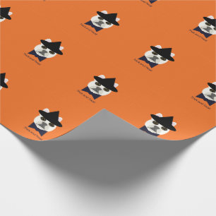 Trick and treat bulldog wrapping paper