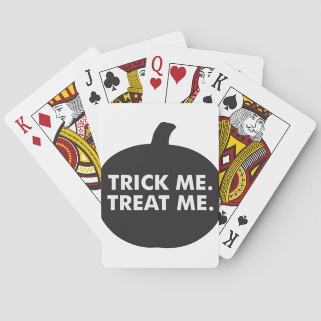 Trick Me Treat Me, Black White Playing Cards (Back)