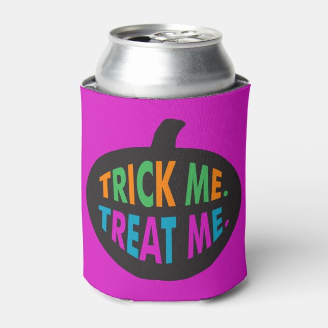 Trick Me Treat Me, Halloween Multi-Colour Can Cooler (Can Front)