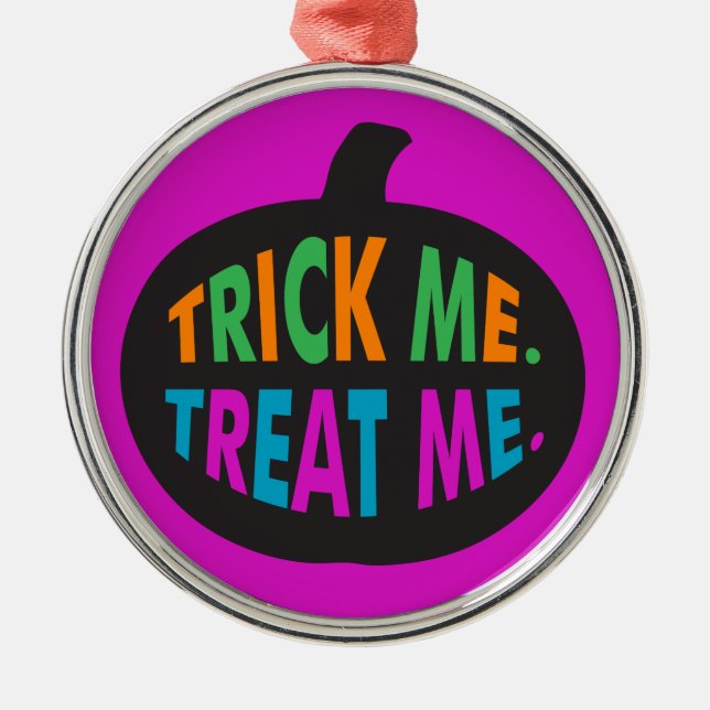 Trick Me Treat Me, Halloween Multi-Colour Metal Tree Decoration (Front)