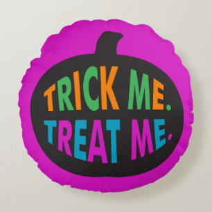 Trick Me Treat Me, Halloween Multi-Colour Round Cushion