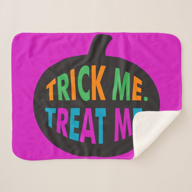 Trick Me Treat Me, Halloween Multi-Colour Sherpa Blanket (Front (Horizontal))