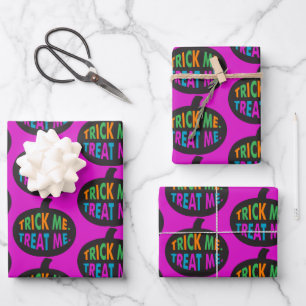 Trick Me Treat Me, Halloween Multi-Colour Wrapping Paper Sheet