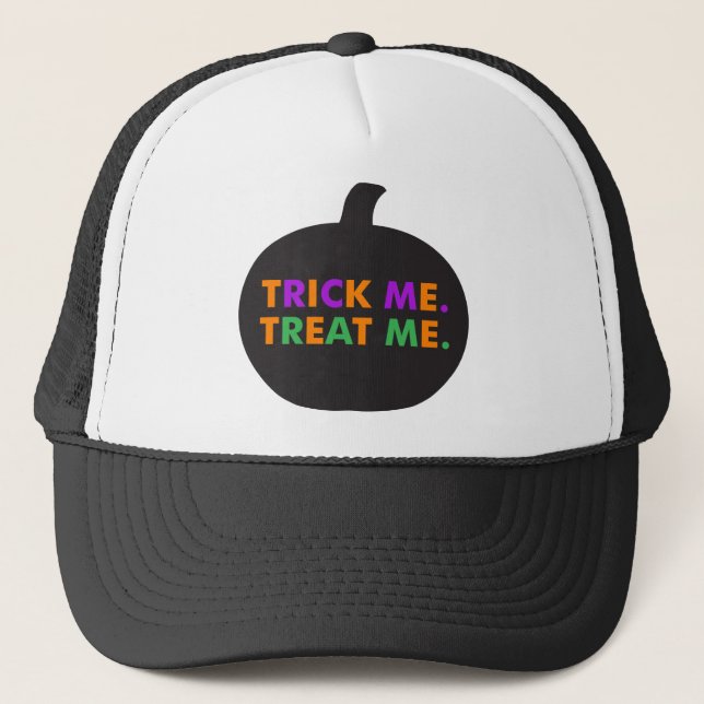 Trick Me Treat Me, Multi-Colours Trucker Hat (Front)