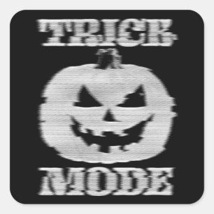 Trick Mode Glitchy Pumpkin Square Sticker