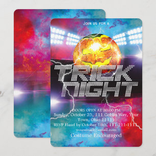 Trick Night Halloween Disco Ball Pumpkin Invitation