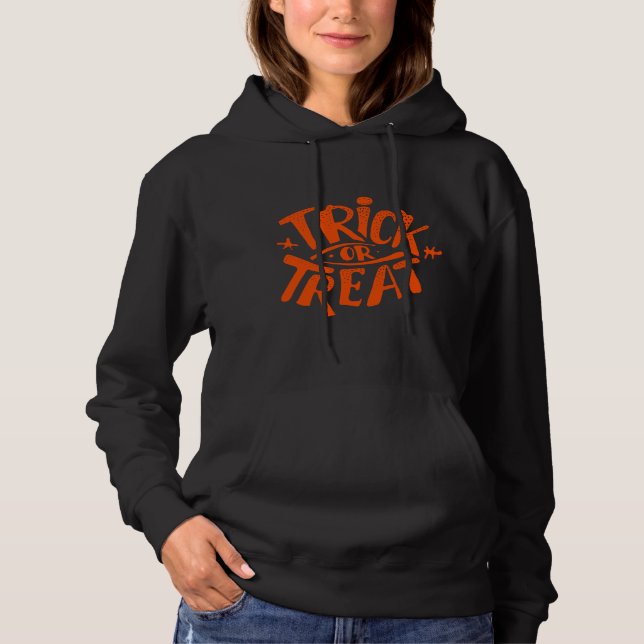 Trick of Treat Fun Typeface orange Hoodie (Front)