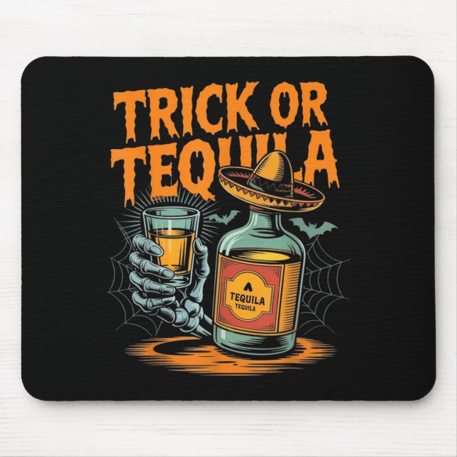 Trick or Bartender Men Women Funny Halloween Mouse Mat (Front)
