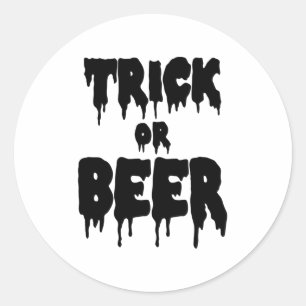 trick or beer classic round sticker