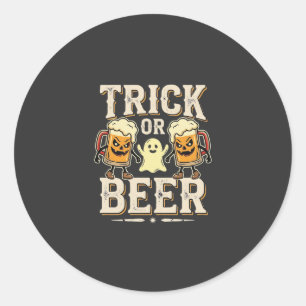 Trick or Beer Halloween Beer Design_1 Classic Round Sticker
