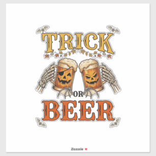 Trick Or Beer Halloween Pumpkin Mug Skeleton Hands