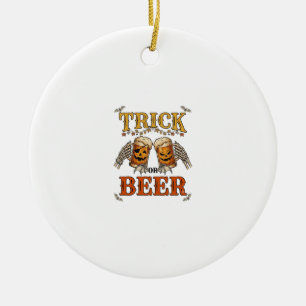 Trick Or Beer Halloween Pumpkin Mug Skeleton Hands Ceramic Tree Decoration