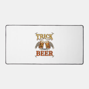 Trick Or Beer Halloween Pumpkin Mug Skeleton Hands Desk Mat