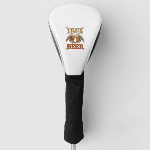 Trick Or Beer Halloween Pumpkin Mug Skeleton Hands Golf Head Cover