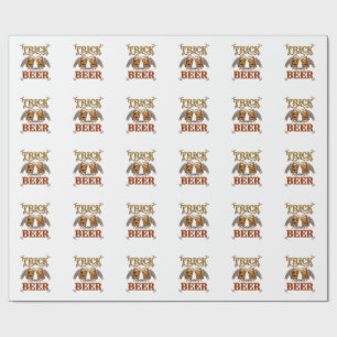 Trick Or Beer Halloween Pumpkin Mug Skeleton Hands Wrapping Paper