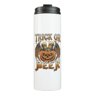 Trick Or Beer Halloween Pumpkin Skeleton Wings Mug
