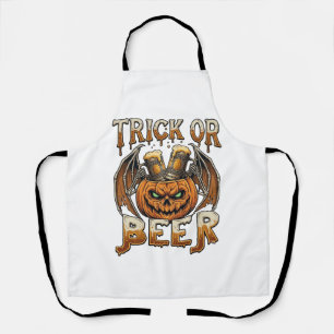 Trick Or Beer Halloween Pumpkin Skeleton Wings Mug Apron