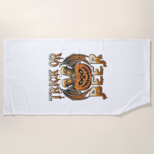 Trick Or Beer Halloween Pumpkin Skeleton Wings Mug Beach Towel