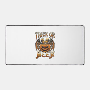 Trick Or Beer Halloween Pumpkin Skeleton Wings Mug Desk Mat
