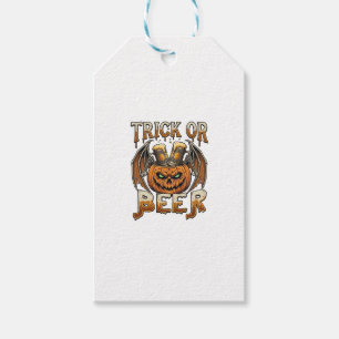 Trick Or Beer Halloween Pumpkin Skeleton Wings Mug Gift Tags