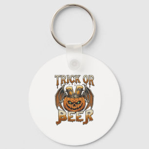 Trick Or Beer Halloween Pumpkin Skeleton Wings Mug Key Ring