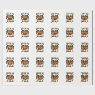 Trick Or Beer Halloween Pumpkin Skeleton Wings Mug Wrapping Paper