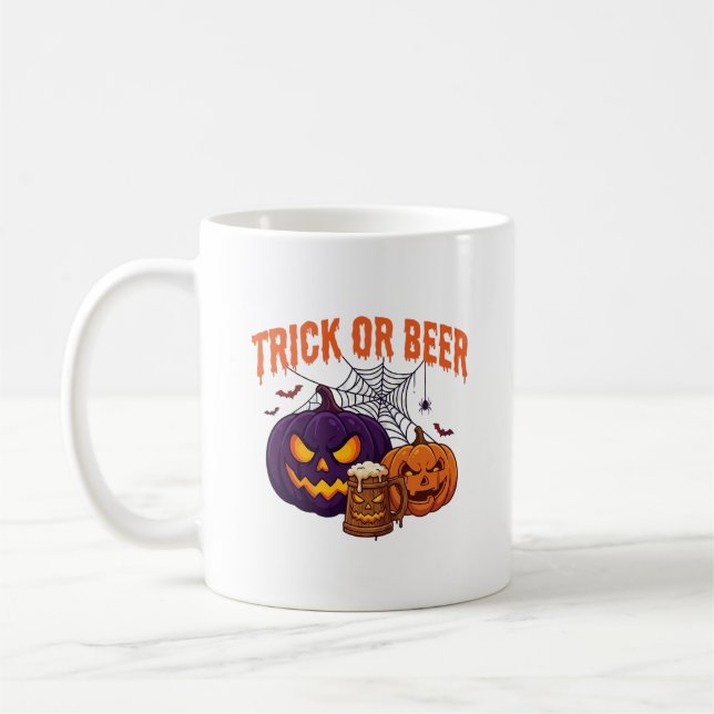 Trick Or Beer Halloween Pumpkins Mug Spider Web_1 (Left)