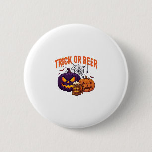 Trick Or Beer Halloween Pumpkins Mug Spider Web_1 6 Cm Round Badge