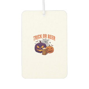 Trick Or Beer Halloween Pumpkins Mug Spider Web_1 Car Air Freshener