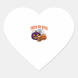 Trick Or Beer Halloween Pumpkins Mug Spider Web_1 Heart Sticker