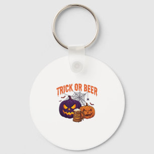 Trick Or Beer Halloween Pumpkins Mug Spider Web_1 Key Ring